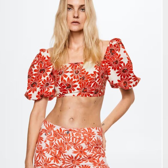 NWT Mango Floral crop top -Size XXS - Picture 2 of 4